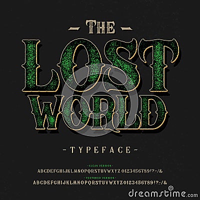 Font The Lost World. Craft retro vintage typeface Vector Illustration