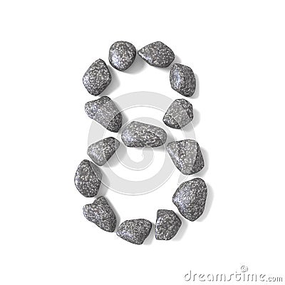 Font made of rocks NUMBER eight 8 3D Cartoon Illustration