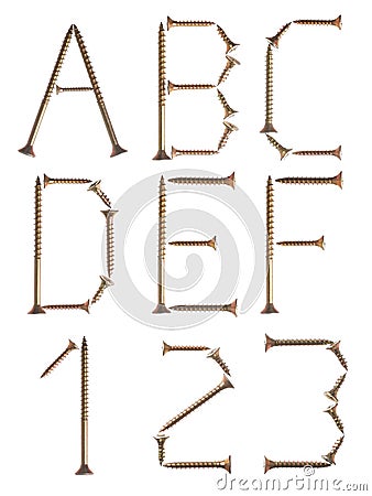 Font made of screws Stock Photo