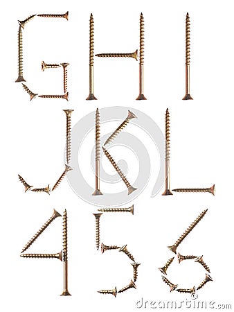 Font made of screws Stock Photo