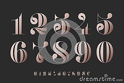 Font of numbers in classical french didot Vector Illustration