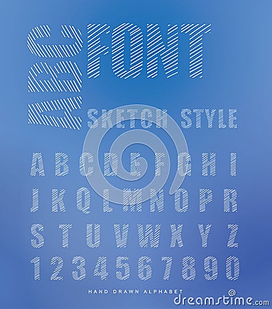 Font pen line alphabet, Vector illustration. Vector Illustration