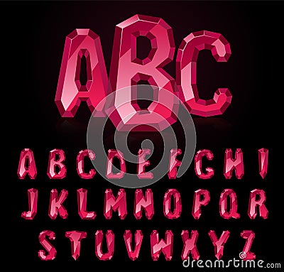 Font of ruby stones Vector Illustration