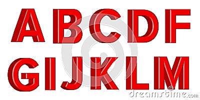 Font set with letters Glossy red paint letters. 3D render of bubble font with glint. Vector illustration Vector Illustration