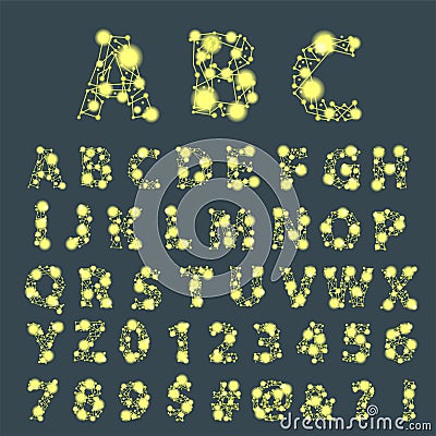 Font space alphabet typeface script with minimal design typographic modern graphic vector illustration. Vector Illustration