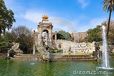 Fontain Font de la Cascada Parc de la Ciutadella Barcelona Stock Photo