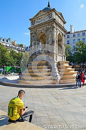 Fontaine des Innocents Fountain of the Nymphs, Paris, France Editorial Stock Photo