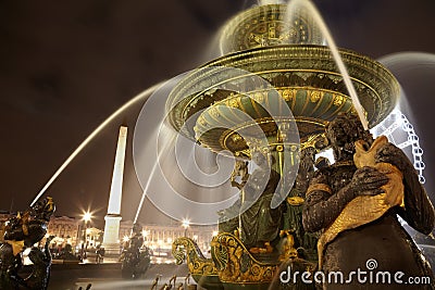 Fontaine des Mers at Place de la Concorde Stock Photo