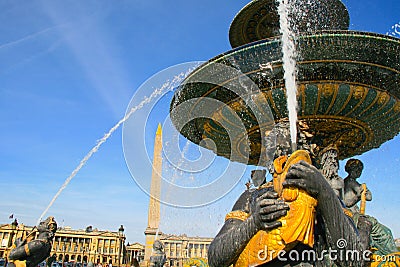 Fontaine des Mers at Place de la Concorde in Paris Stock Photo