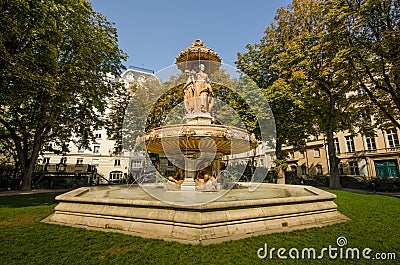 Fontaine Louvois is a monumental public fountain in Louvois Square Editorial Stock Photo