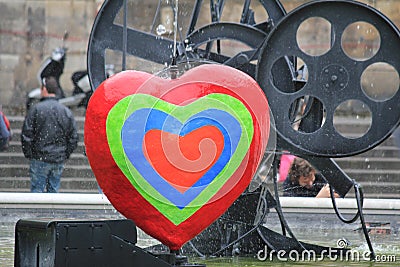 Fountains close to Centre Georges Pompidou in Paris, France Editorial Stock Photo