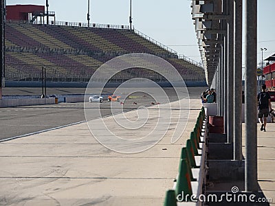 Fontana, California USA - Nov. 8, 2018: Mazda Race cars at Auto Club Speedway Pit Lane Editorial Stock Photo