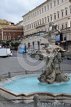 Fontana del Tritone di Palazzo Margherita - Tritone Fountain - Rome, Italy Editorial Stock Photo