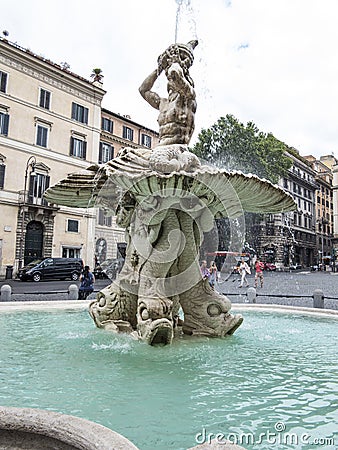 Fontana del Tritone, Piazza Barberini, Rome Editorial Stock Photo