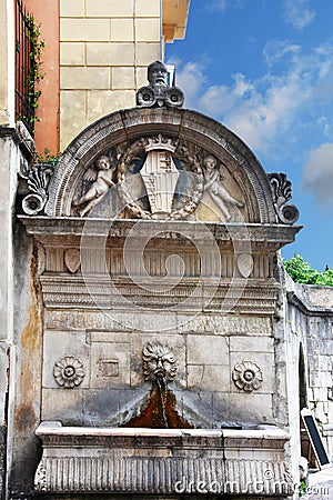 Del Veccio fountain in Sulmona, Italy Stock Photo