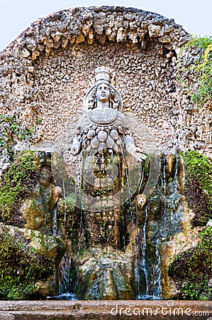 Fontana della Natura in Villa D-este at Tivoli - Rome Stock Photo