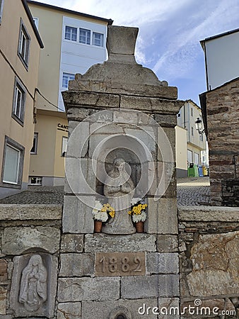 Fonte Sacra spring in A Fonsagrada village, Way to Santiago, Lugo province, Spain Stock Photo