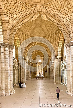 Fontevraud, France - Febuary 29, 2020: The interior of the church of the Royal Abbey, Abbaye Royale de Fontevraud Editorial Stock Photo