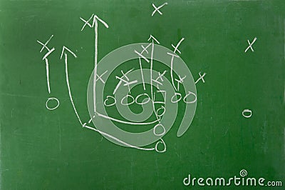 Fooball play Diagram on Chalkboard Stock Photo