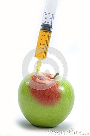 Food additive apple syringe Stock Photo