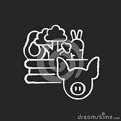 Food and agriculture chalk white icon on black background Vector Illustration