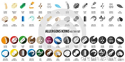 Food allergens icon set Stock Photo