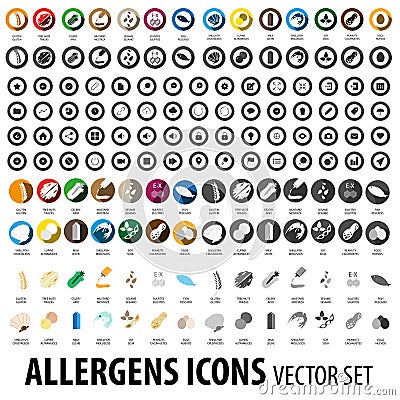 Food allergens icons pack Stock Photo