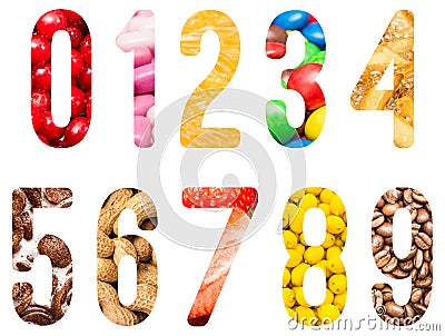 Food Alphabet Numbers Isolated Stock Photo