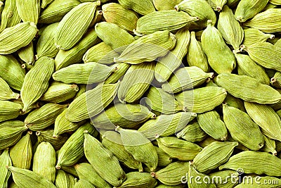 Food background of dried cardamom, top view Stock Photo