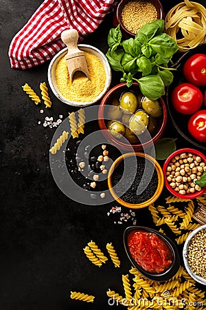 Food background Food Concept with Various Tasty Fresh Ingredient Stock Photo