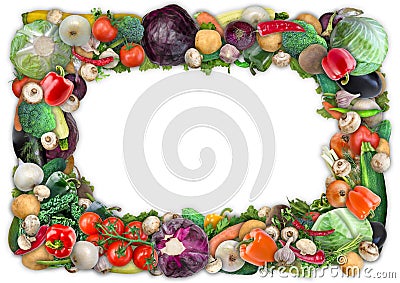 Food background - Frame of assorted juicy vegetables Stock Photo
