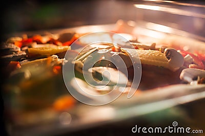 Food baking in oven Stock Photo