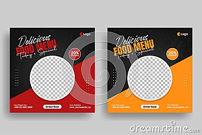Delicious Food menu social media post banner template and food flyer template Vector Illustration