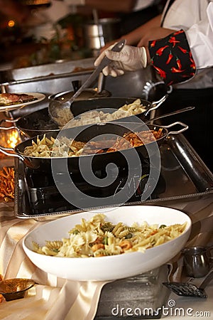 Food being prepared at a wedding function Stock Photo