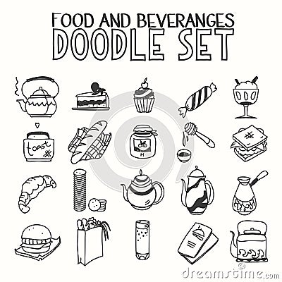 Food and beveranges morning breakfast lunch or Vector Illustration