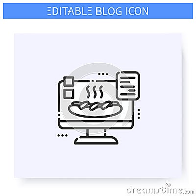 Food blog line icon. Editable illustration Vector Illustration