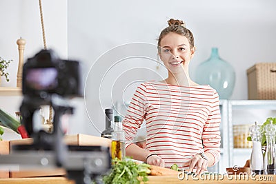 Food blogger cooking Stock Photo