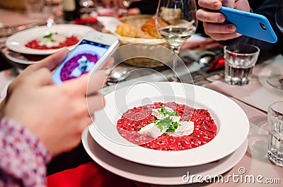 Food bloggers Stock Photo