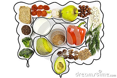 Food for bowel Health. Isolate on a white background Stock Photo