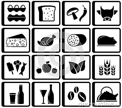 Food buttons for market place Vector Illustration