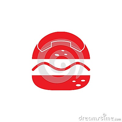 Food call logo design. Burger delivery logo concept. Vector Illustration