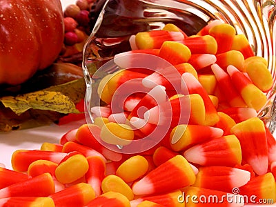 Food: Candy Corn Spill Stock Photo