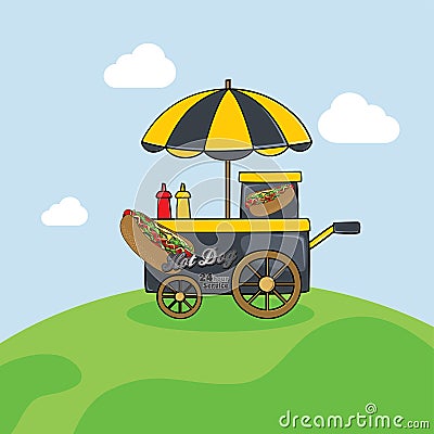 Food cart vendor Vector Illustration