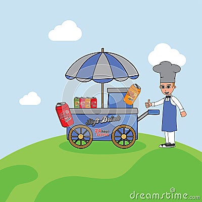 Food cart vendor Vector Illustration
