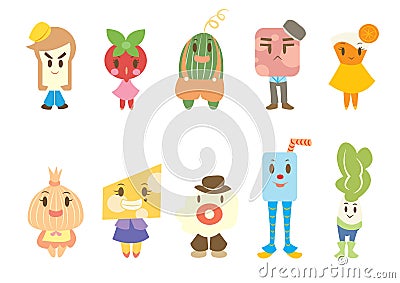 Food Cartoon Set Stock Photo