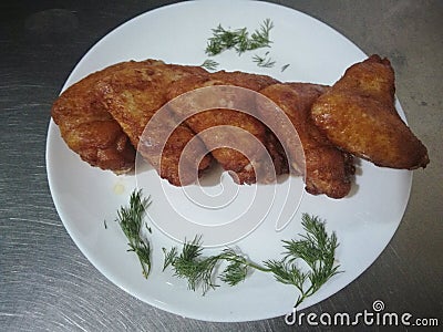 Food, chef, chiken, blue, green Stock Photo