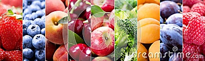 Food collage of fruits and vegetables Stock Photo