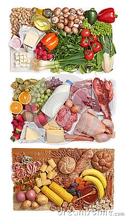 Food combining groups Stock Photo