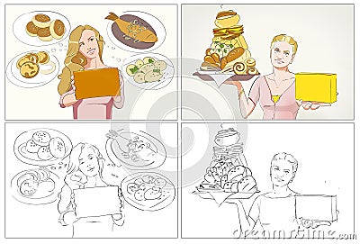 Food commercial storyboards Stock Photo