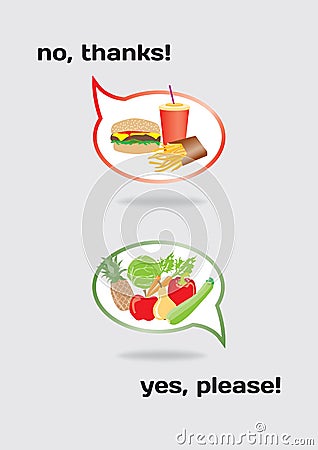 Food concept healthy and unhealthy Vector Illustration